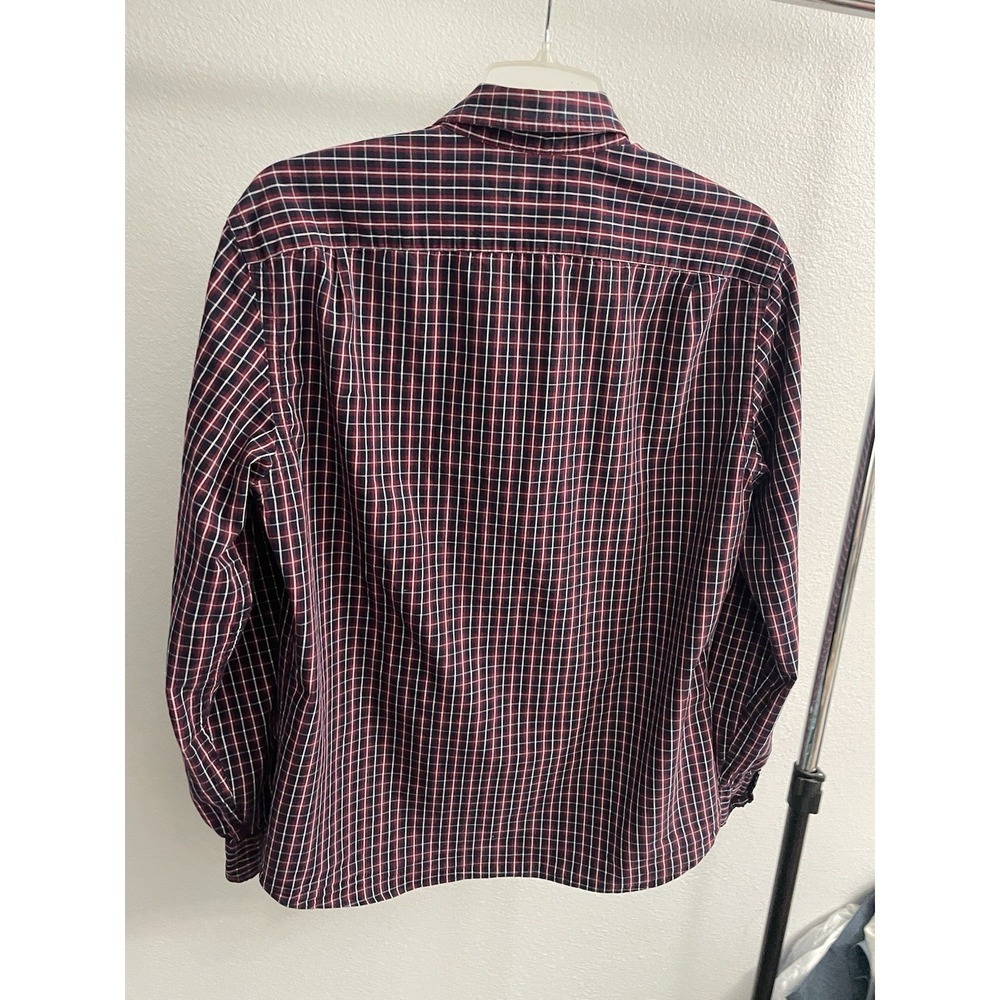 J. Crew Slim Button-Up Shirt Men's Size L Navy Red Long Sleeve Plaid Cotton - Picture 6 of 7